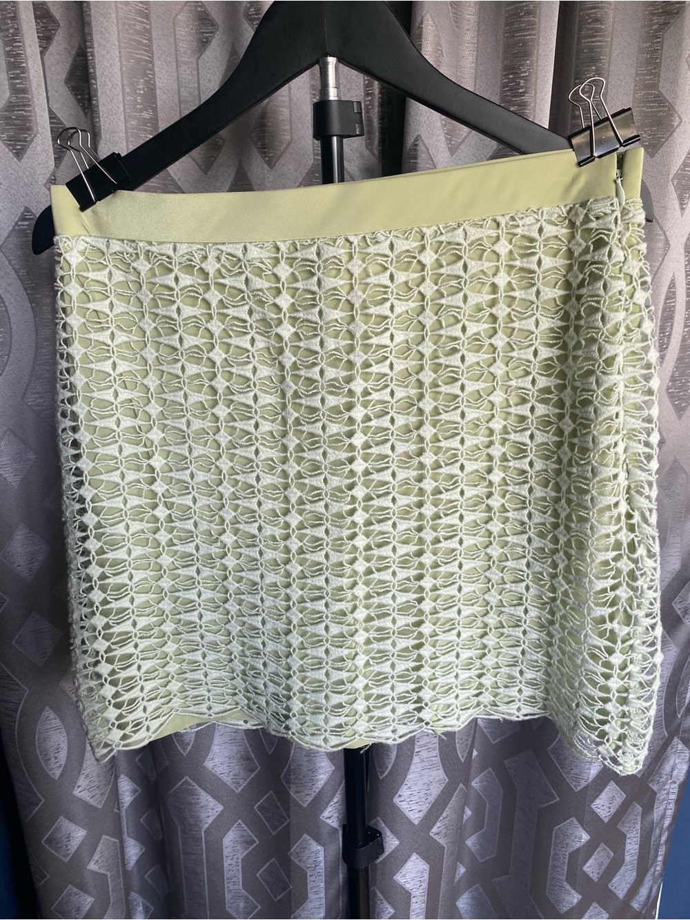 J. Crew Pistachio Green Crochet Mini Skirt Women’s Small